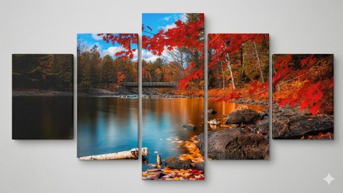 Quadro autunno lago alberi - quadro,
