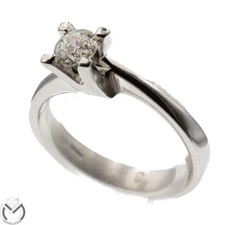 Anello in oro bianco 18 Kt 750 solitario con diamante 0,50 ct -Castell25-