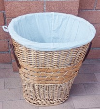 Cesta da biancheria in vimini foderata Marrone Naturale