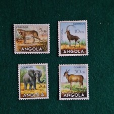 ANGOLA 1953 FAUNA AFRICANA  4 V LEOPARDO,ANTILOPE,ELEFANTE,ANTILOPE COMUNE MNH**