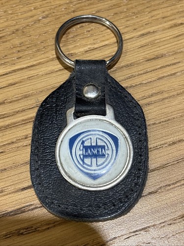 Lancia keyring black leather - keyring,
