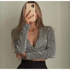 ZARA TOP ANNODATO PAILLETTES