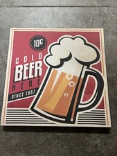 Quadro Stile Vintage COLD BEER  HERE 30x30 Cm Bar Pub Taverne Arredo Casa