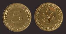 GERMANIA GERMANY 5 PFENNIG 1950 D