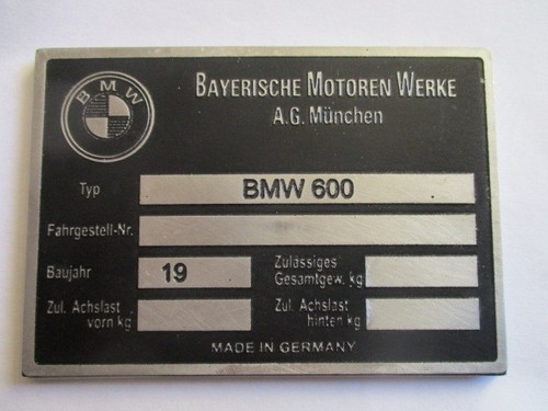 Targa bmw 600 automobile - Ì,