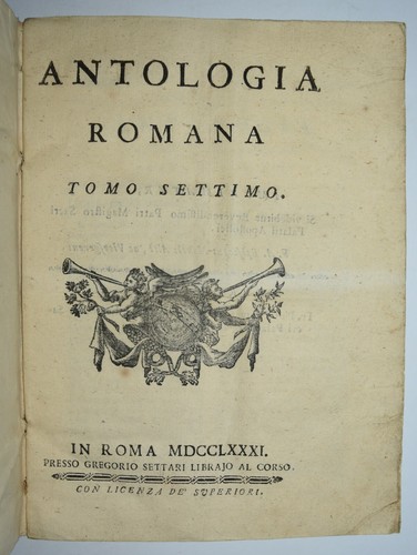 Antologia romana ediz - antologia, 1781