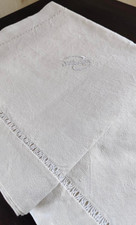 Antico Lenzuolo Misto Canapa Orlo a Giorno Iniziali GP Tessuti Casa Naturale