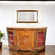 Servante bombata d'epoca in noce intarsiata  Chiffonier Credenza Madia Antica