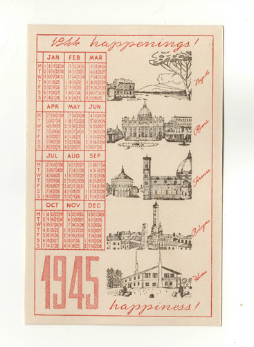 Cartolina calendario 1945 - cartolina,
