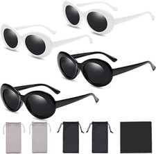 Occhiali da sole ovali vintage bianchi e neri 4 pezzi trap per discoteca