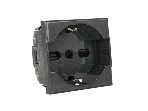 Presa schuko 16a nera - schuko, 2p+t