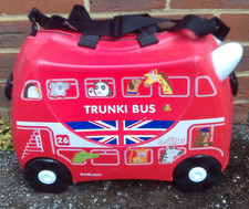Trunki Red London Bus Sit On And Ride Case con cinghia e chiave #269