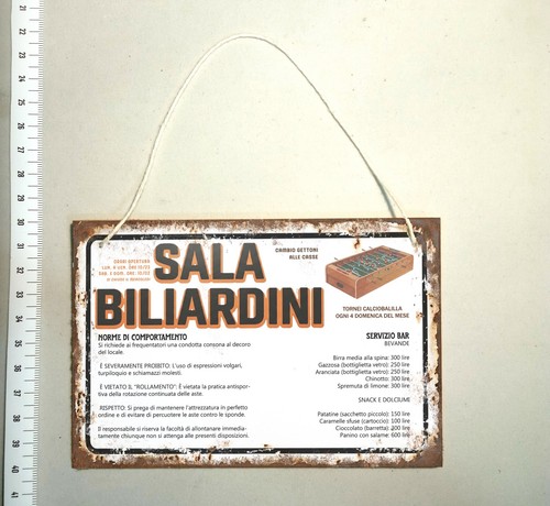 Targa insegna biliardino