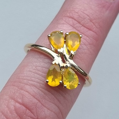 Anello bypass opale fuoco - opale, di