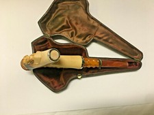 Pipa schiuma di mare Ambra argento Meerschaum Pipe antica horse