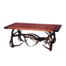 Tavolo con vero corna di cervo. Aste. 120x65 cm x H 50 cm - 116614 