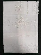 Asciugamano Coppia in Lino Ricamo a Mano Bianco Tinta Unita Elegante Versatile