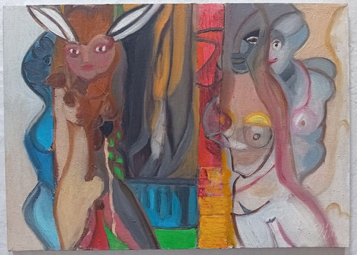 Dipinto donne nude orecchie - dipinto, di