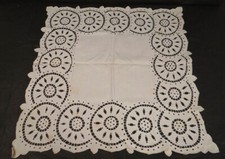 Centro Tavola Grande Tovaglia Lino Ricamo Intagliato Giorni Scala XX