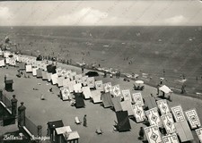 1953 BELLARIA Spiaggia panorama Rimini Cartolina