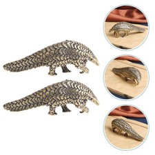  2 pezzi di figurine di pangolino in ottone retrò, sculture di animali in