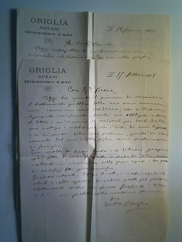 Lettere origlia notaio - "origlia,