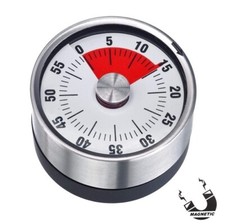 TIMER CONTAMINUTI MECCANICO (NO PILE) 0-60 MIN. CALAMITATO IN ACCIAIO INOX E ABS