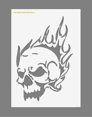 Stencil mylar skull flames - of,