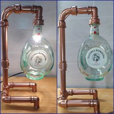 Lampada Da Tavolo tubi zincati verniciati vintage con bottiglia 