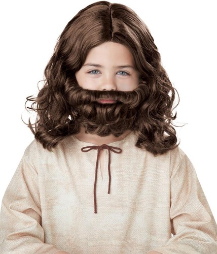 Parrucca gesù barba marrone - parrucca,