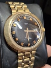 Orologio Timex 21 Jewel Marlin UFO tono oro uomo vintage anni 70 meccanico carica manuale
