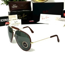 Occhiali da sole vintage B&L Ray Ban L1648 Bausch & Lomb Outdoorsman II pelle 24K