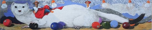 Ermellino sul biliardo pino - un,