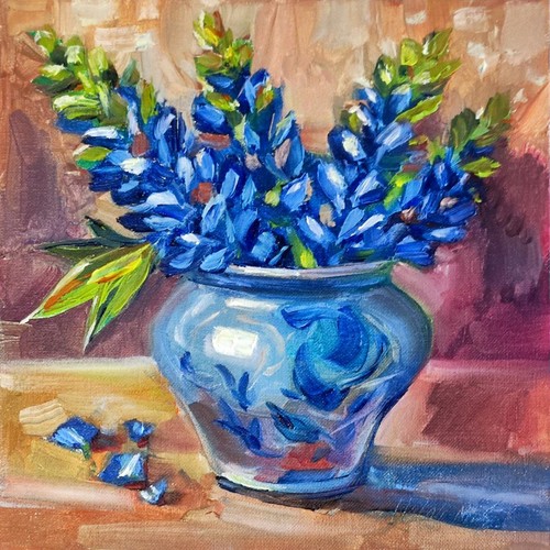 Lupini blu vaso - lupini, vintage