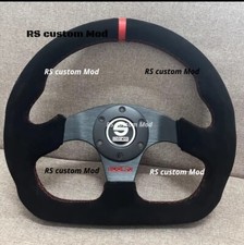 Volante Sparco 13' pelle scamosciata piatto forma D anello rosso racing sport