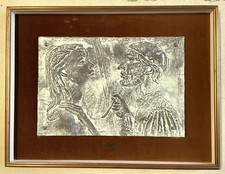 QUADRO BASSORILIEVO Edmondo Poletti RITRATTO "Scultore e Modella" CALCO GESSO