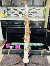 Sax soprano Pearl White Selmer Paris 80 Super Action Serie III, curvo e tratto Nek