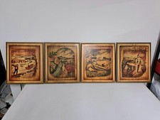 Set 4 quadri retro' in legno