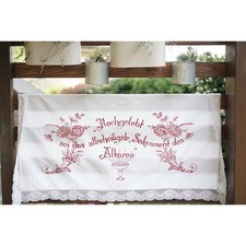 ANTICA TOVAGLIA DA ALTARE / TENDINA RICAMATA A MANIO 140x75cm