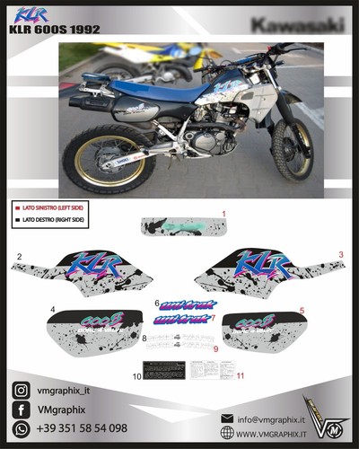 Klr 600s 1992 argento adesivi - klr,