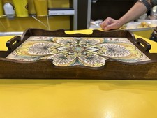 Vassoio In Legno Con Base In Ceramica Ericina