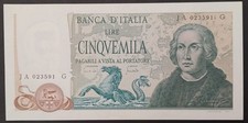 Italia 5000 Lire Colombo Tipo II - 1971 P#102 Quasi Unc