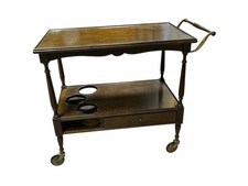 Carrello Portavivande Palissandro Vintage Anni ’70 con cassetti e fori bottiglie