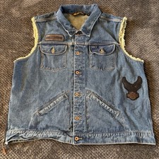Harley-Davidson Giubbotto Uomo Denim con Toppe 3XL Blu Biker Bottoni Moto