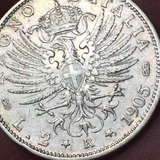 REGNO D'ITALIA 2 LIRE 1905  AQUILA SABAUDA ARGENTO