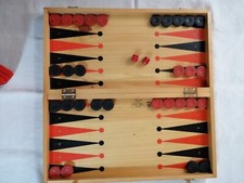 Set Backgammon/Dama in legno, gioco da tavolo portatile marca Estrela - Vintage.