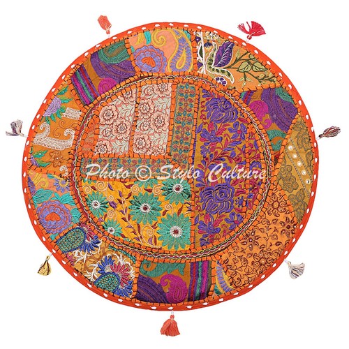 Cuscino pouf rotondo arancione