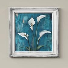 Quadro su Tela con Calle Bianche e Cornice Stampata |Q1521| Eleganza Floreale