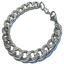 Bracciale catena cubana in acciaio inox da uomo larga braccialetto lungo 20 cm