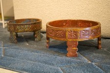 porta piante , vaso , piatto , centro tavola in legno kkg74 red kkg74 blu